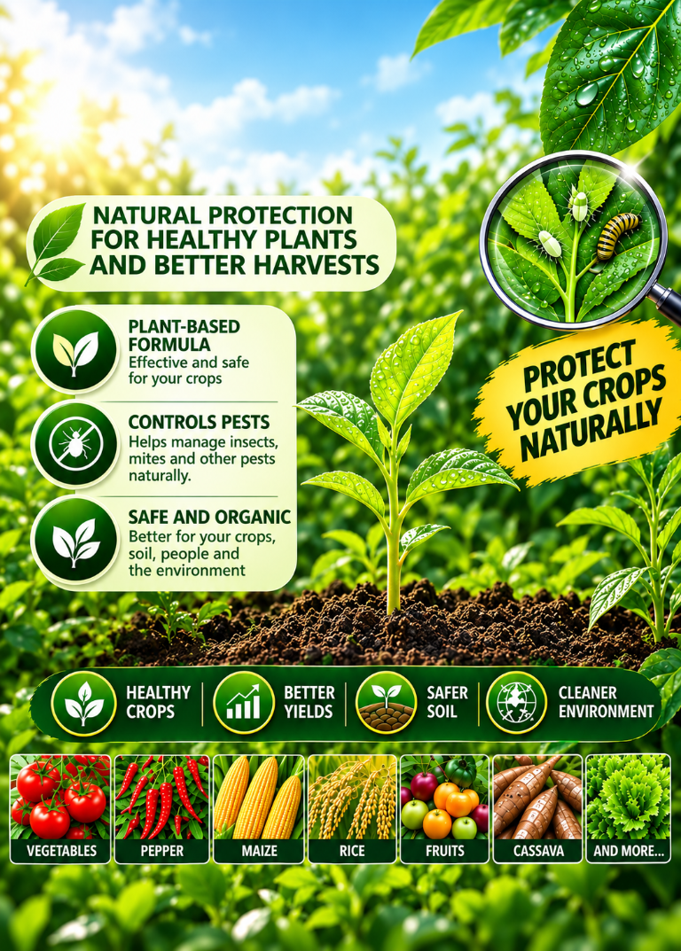 Nuvora natural crop protection for healthy plants and better harvests, with plant-based pest control for vegetables, pepper, maize, rice, fruits and cassava